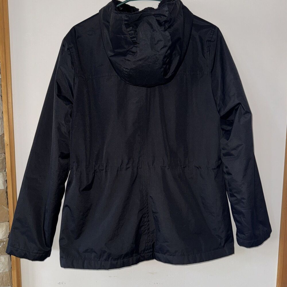 Women’s London Fog Black Size Med Hooded Jacket Zipper Close Pockets - Picture 5 of 8